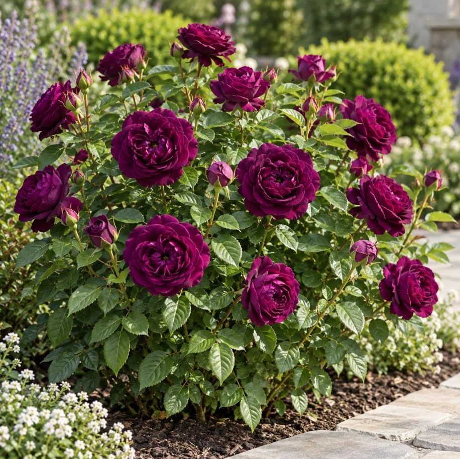 Deep Purple Rose Live Plant, 4-7 Inches, Fragrant Floribunda Rose Bush for Outdoor Gardens - Image 6