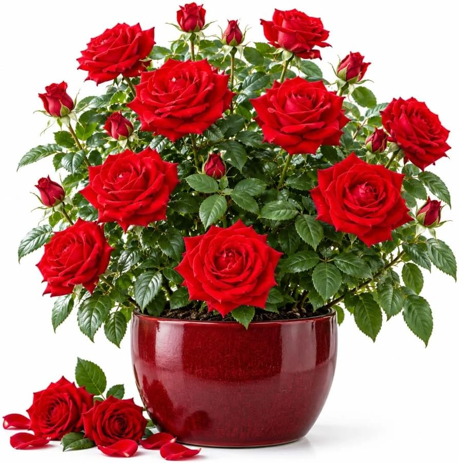 Deep Red Rose Live Plant – Fragrant Reblooming Bush, 4-6 Inches Tall, Outdoor - Image 1