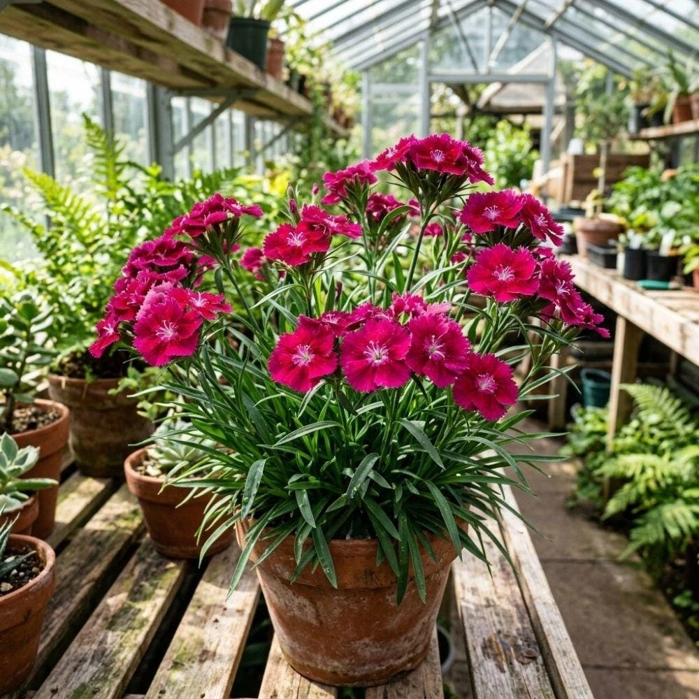 Dianthus Pink Red Live Plant - 4 Inch Pot Outdoor Flower for Containers or Beds - Image 1