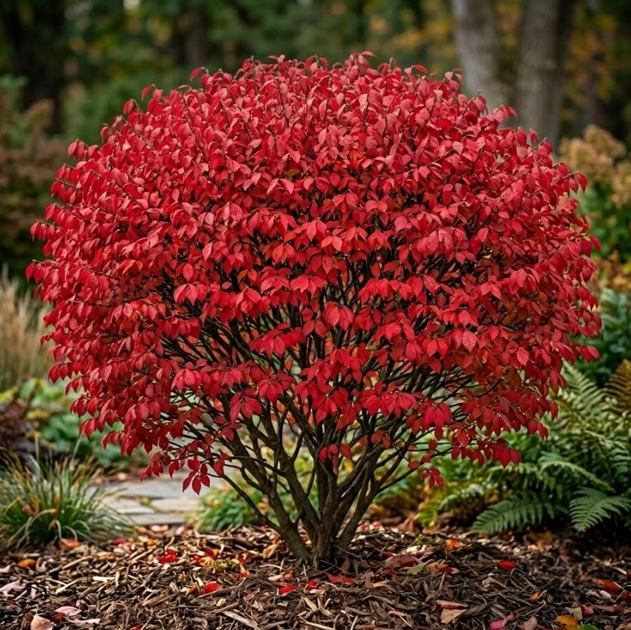 Dwarf Burning Bush Live Plant – 10 Pack, 6-12 inch Shrubs – Vibrant Red Fall Foliage, Outdoor - Image 1