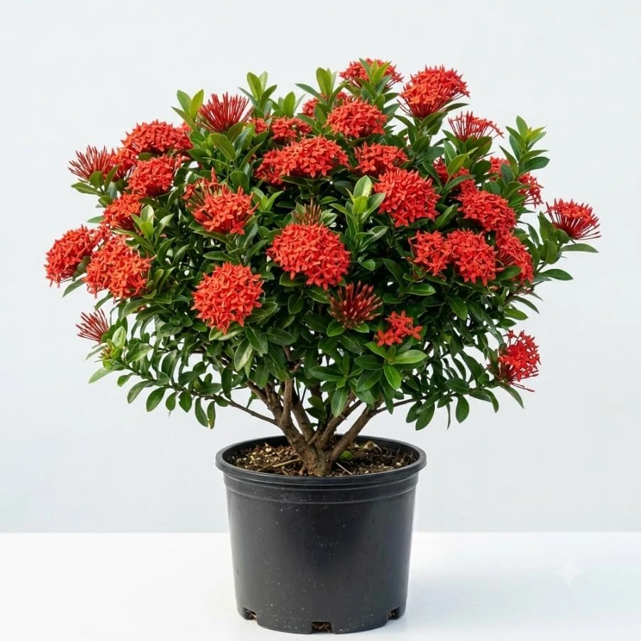 Dwarf Red Ixora Live Plant - Vibrant Tropical Shrub, 2 Ft Tall, 3 Gallon Pot - Image 1