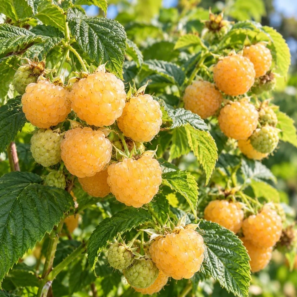 Fall Gold Raspberry Live Plants - Set of 2, 4-6 Inches Tall Berry Bushes for Outdoor Garden - Image 2