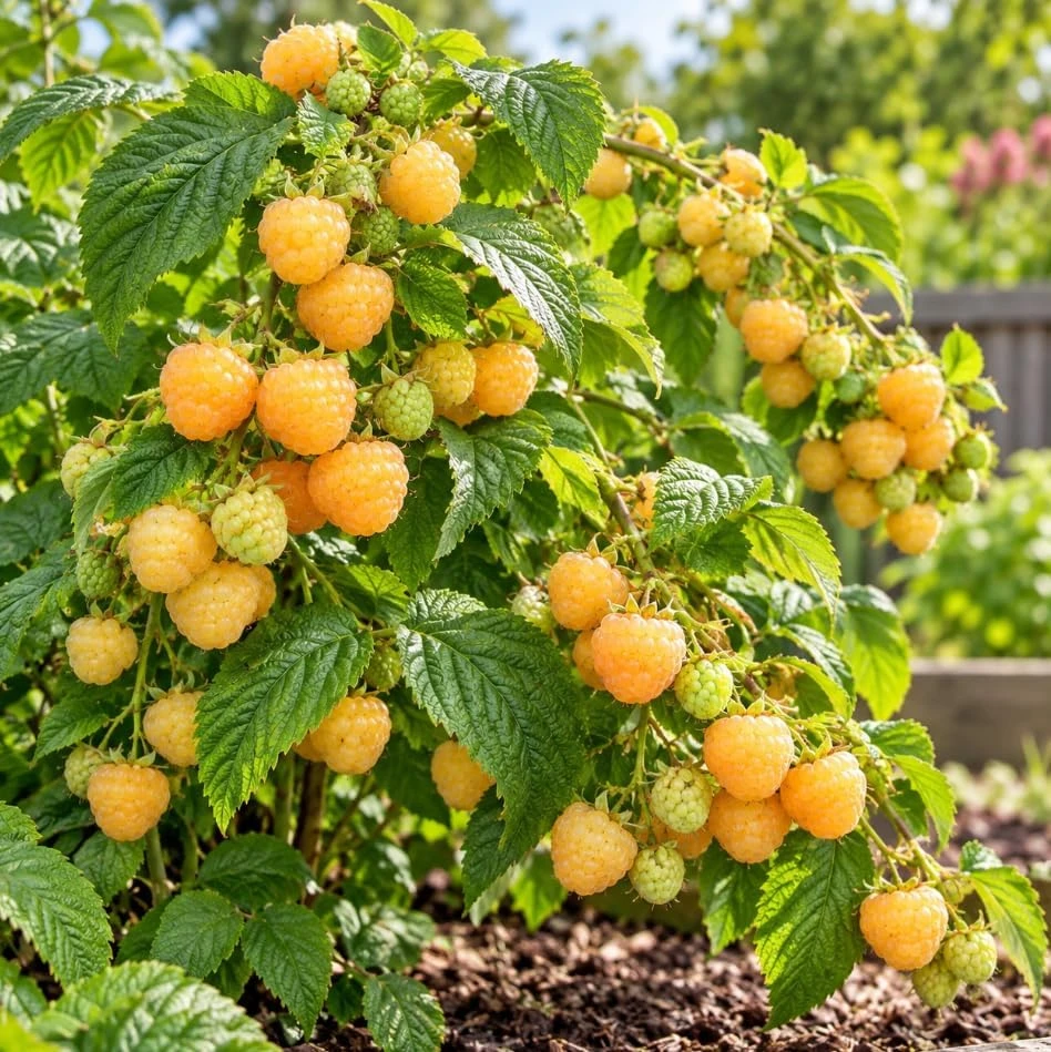 Fall Gold Raspberry Live Plants - Set of 2, 4-6 Inches Tall Berry Bushes for Outdoor Garden - Image 4