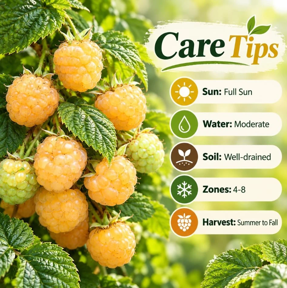 Fall Gold Raspberry Live Plants - Set of 2, 4-6 Inches Tall Berry Bushes for Outdoor Garden - Image 5