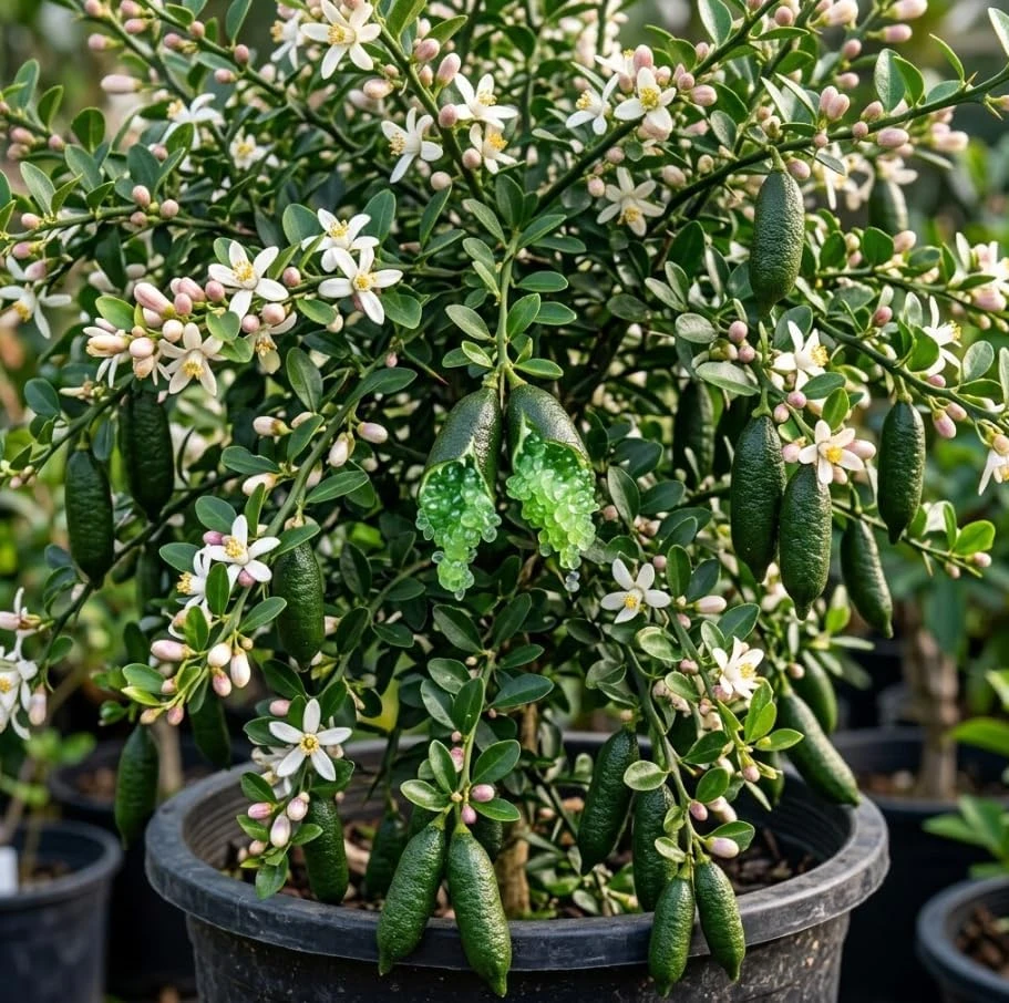 Finger Lime Live Plant 3-4 Inch Tall - Rare Caviar Lime Tree - Indoor/Outdoor - Image 1