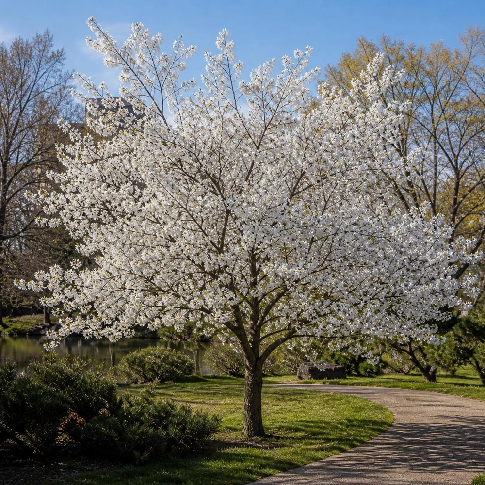 Flowering Cherry Tree Live Plant – Pure White Blossoms – 6-14" Tall 2.5" Pot - Image 1