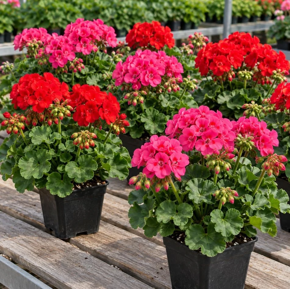 Geranium Live Plant – Red or Pink Pelargonium Flower – Outdoor/Indoor - Image 1