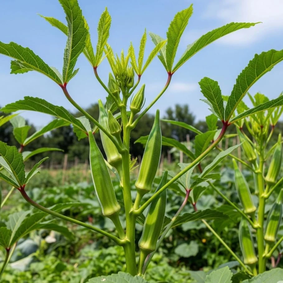 Green Okra Live Plants - 2 Pack, 3-5" Tall Vegetable Starter in 4" Pots - Image 3