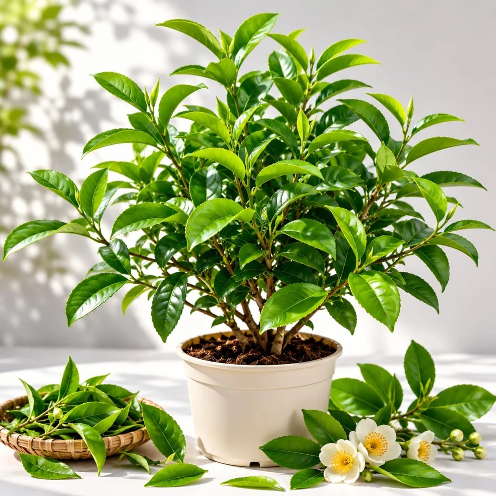 Green Tea Plant Live for Planting - Camellia Tree, 4-8 Inch Tall, Outdoor - Image 1