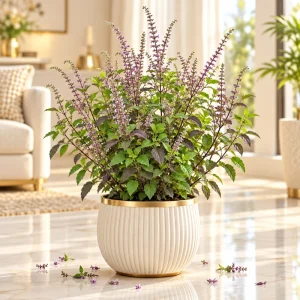 Holy Basil Live Plant – 4 Inch Pot – Herb Plant for Home Garden - Image 1