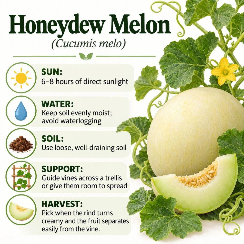 Honeydew Melon Live Plants, 2 Plants Per Pot, Sweet Melon Starter Plants, Fruit Garden Plant, Vegetable Garden Seedling - Image 4
