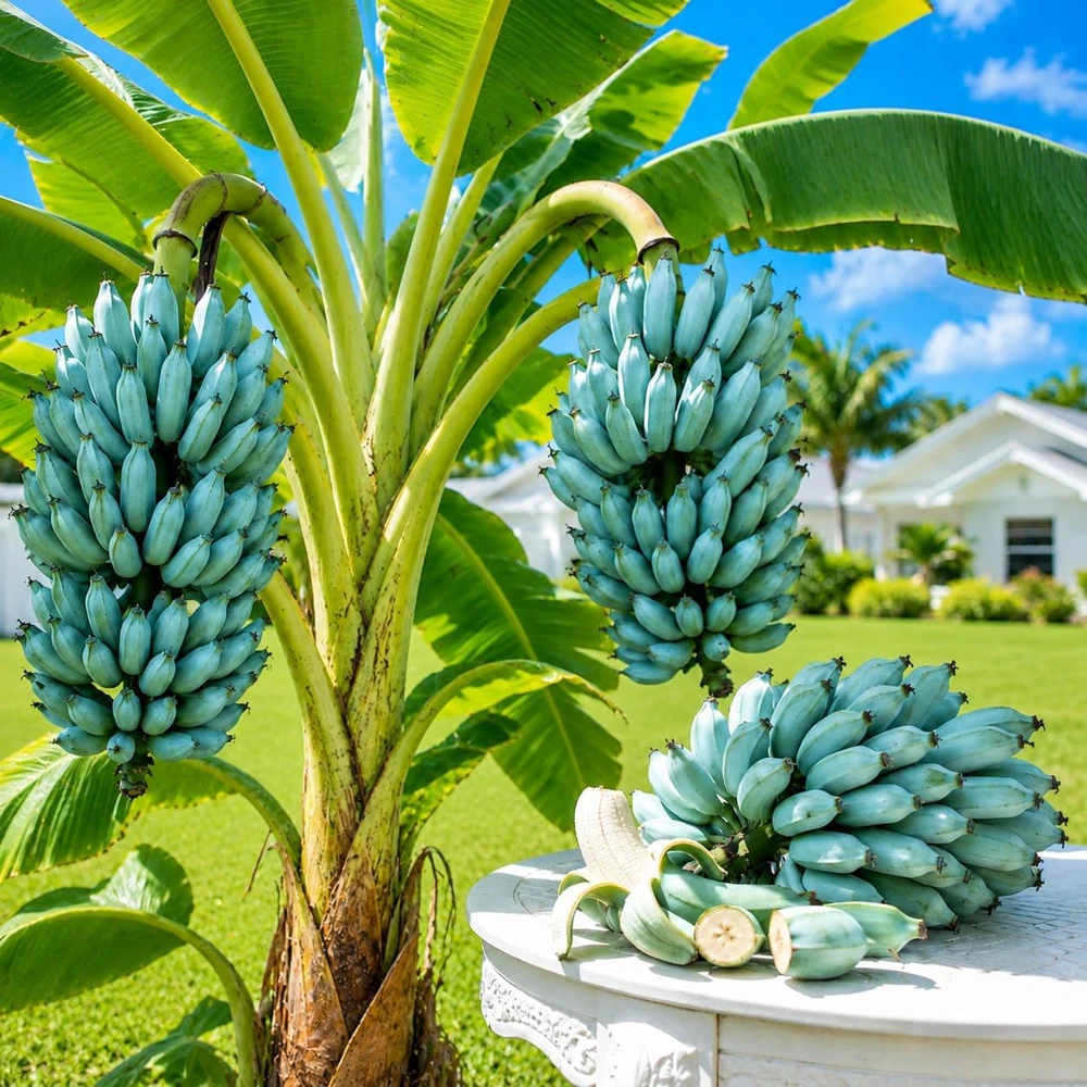 Ice Cream Banana Live Plant - Blue Musa, 1 Gallon Pot, Home Garden Fruit - Image 1
