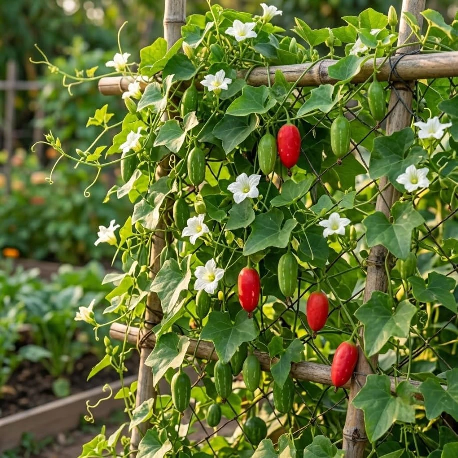 Ivy Gourd Vine Live Plant – Scarlet Gourd Tindora – Perennial Tropical Vine – 4" Pot - Image 6