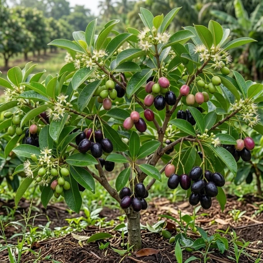 Jamun Fruit Tree Live Plant - Java Plum Syzygium Tropical Starter 9-15" Tall - Image 1
