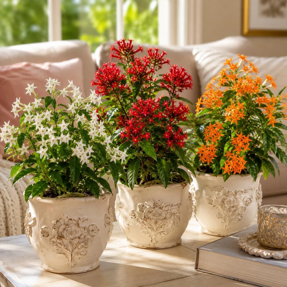 Jasmine Live Plants – 3-Pack White, Red, Orange Blooming – 4-8 Inch Tall - Image 1