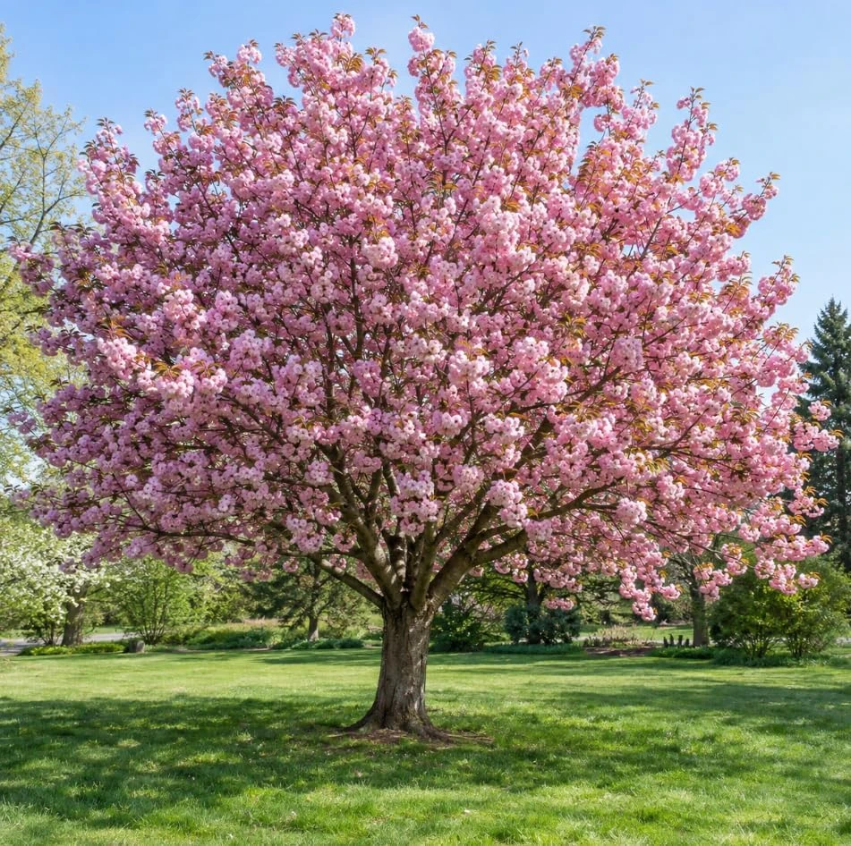 Kwanzan Flowering Cherry Tree - Double Pink Blossom Live Plant 1.5-2 Ft Tall Outdoor - Image 1