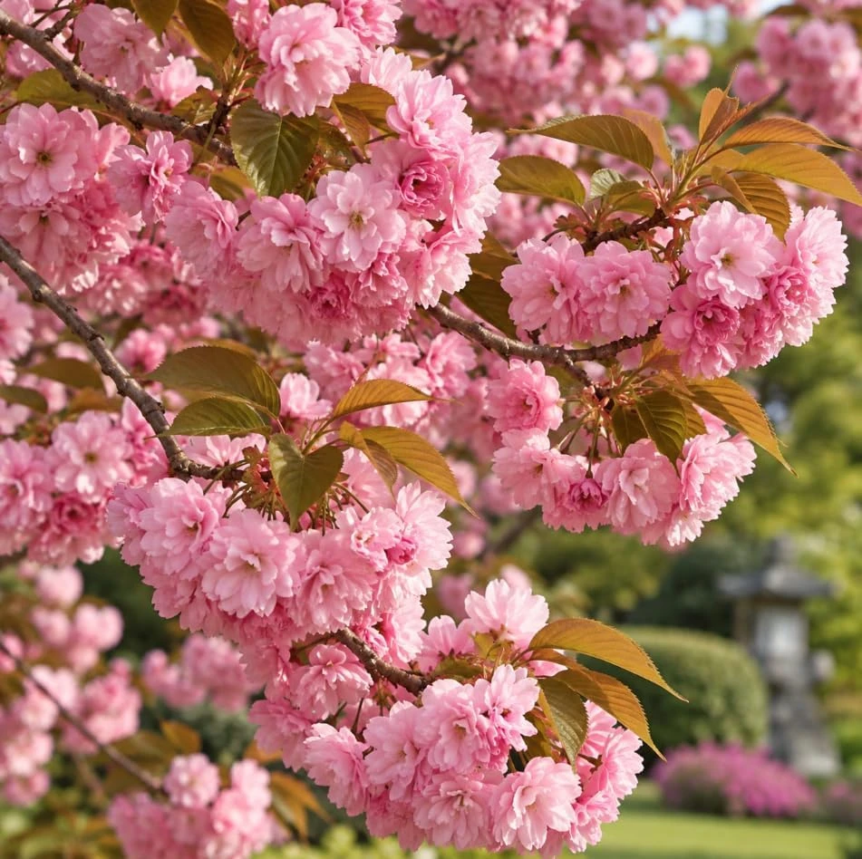 Kwanzan Flowering Cherry Tree Live Plant - 1-2 Ft Tall Double Pink Blossom - Image 4