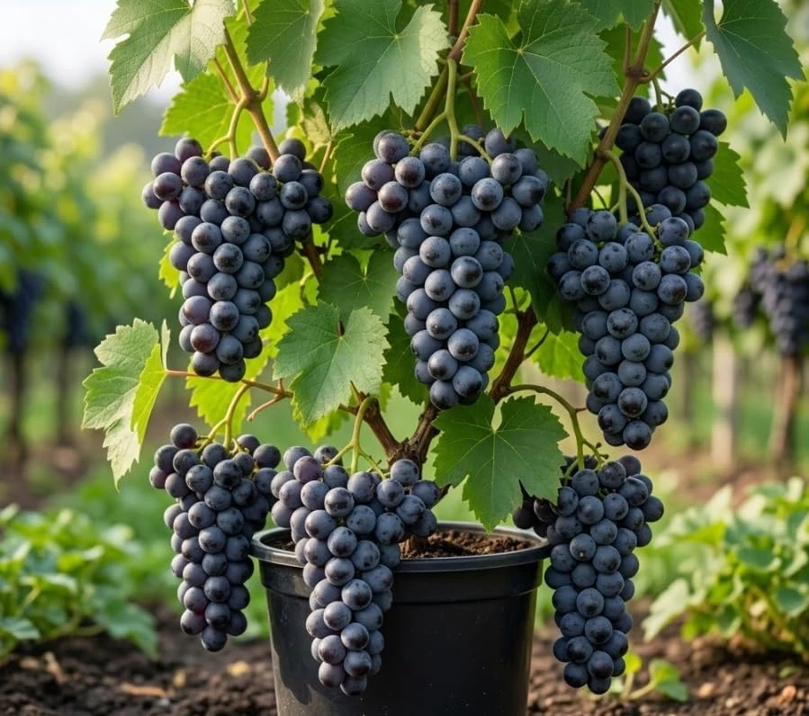 Kyoho Grape Vine Live Plant - Giant Blue-Purple Berries, 8-18 inches Tall - Image 1