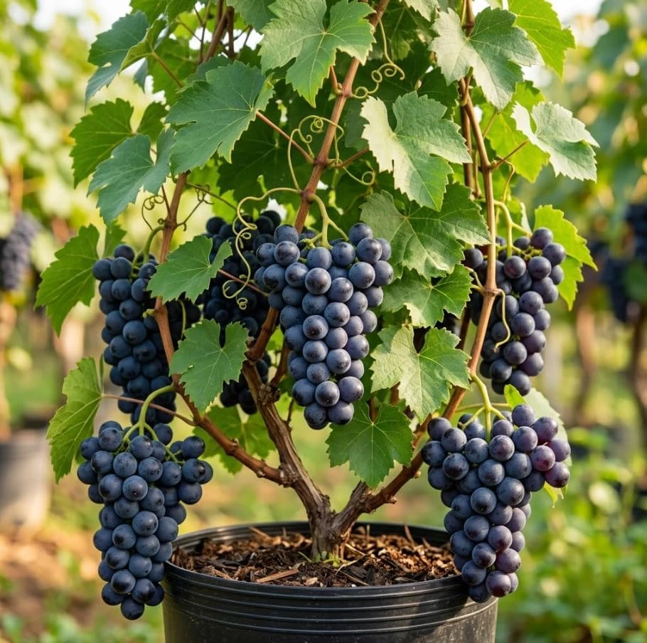 Kyoho Grape Vine Live Plant – Large Blue-Purple Berries – 18-28" Tall Outdoor Fruit Plant - Image 1