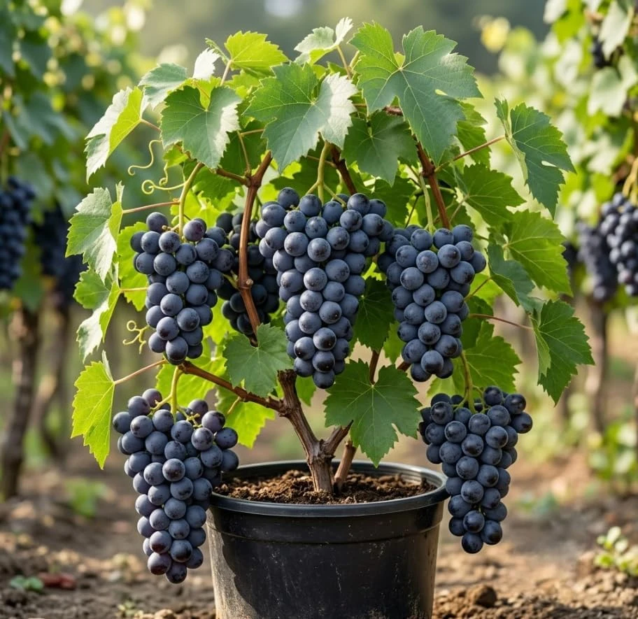 Kyoho Grape Vine Live Plant – Large Blue-Purple Fruit – 8-17" Tall Outdoor - Image 1