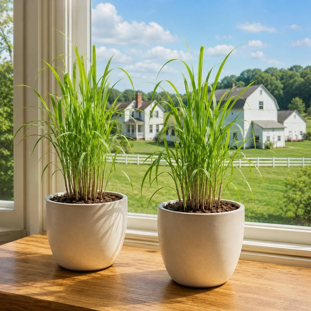 Lemongrass Live Plant Set - 2 Pots, 1 Gallon, Culinary Herb, Outdoor - Image 1