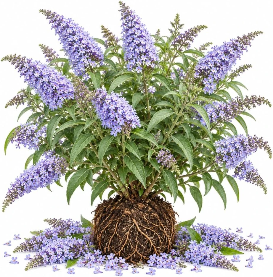 Light Blue Butterfly Bush Live Plant, Buddleia Shrub, 4-6 Inches Tall, Outdoor Starter Plant - Image 1