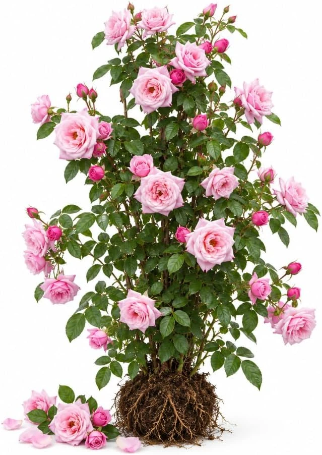 Light Pink Climbing Rose Bush Live Plant, 4-7 Inches Tall, Fragrant Flowers, Outdoor - Image 1