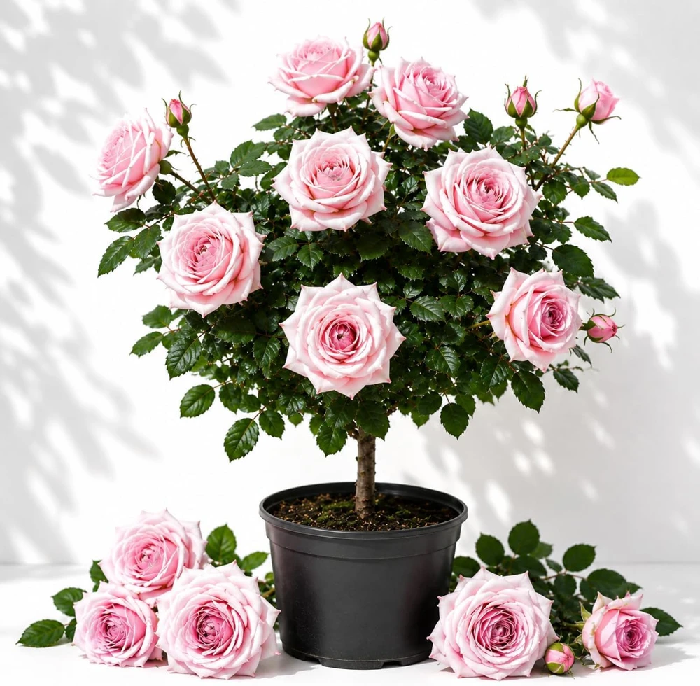 Light Pink Climbing Rose Bush Live Plant – Fragrant Flower, 4-6 Inc Tall - Image 1