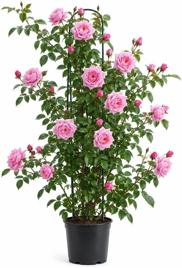 Light Pink Climbing Rose Live Plant, 4-7 Inches Tall, Fragrant Reblooming Bush for Garden & Containers - Image 1