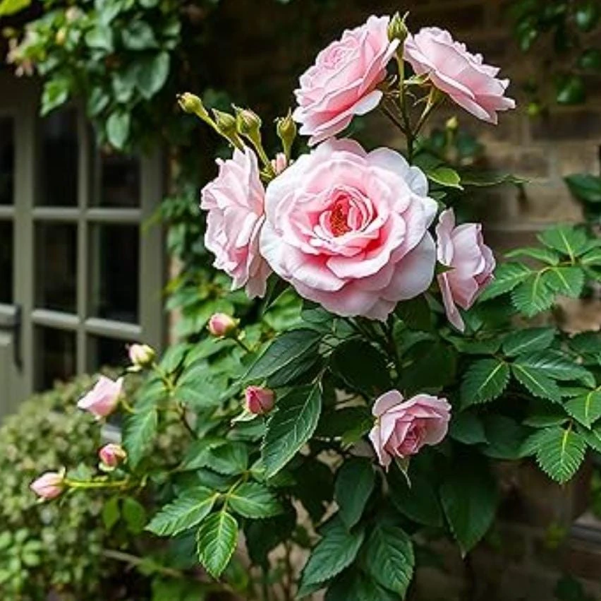 Light Pink Climbing Rose Live Plant – 4" Pot – Fragrant Outdoor Flowering Vine - Image 1