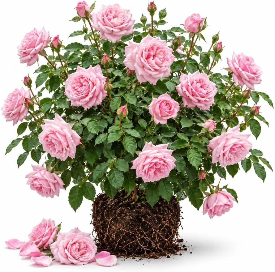 Light Pink Live Rose Plant – Fragrant Outdoor Bush – 4-6 Inches Tall - Image 1