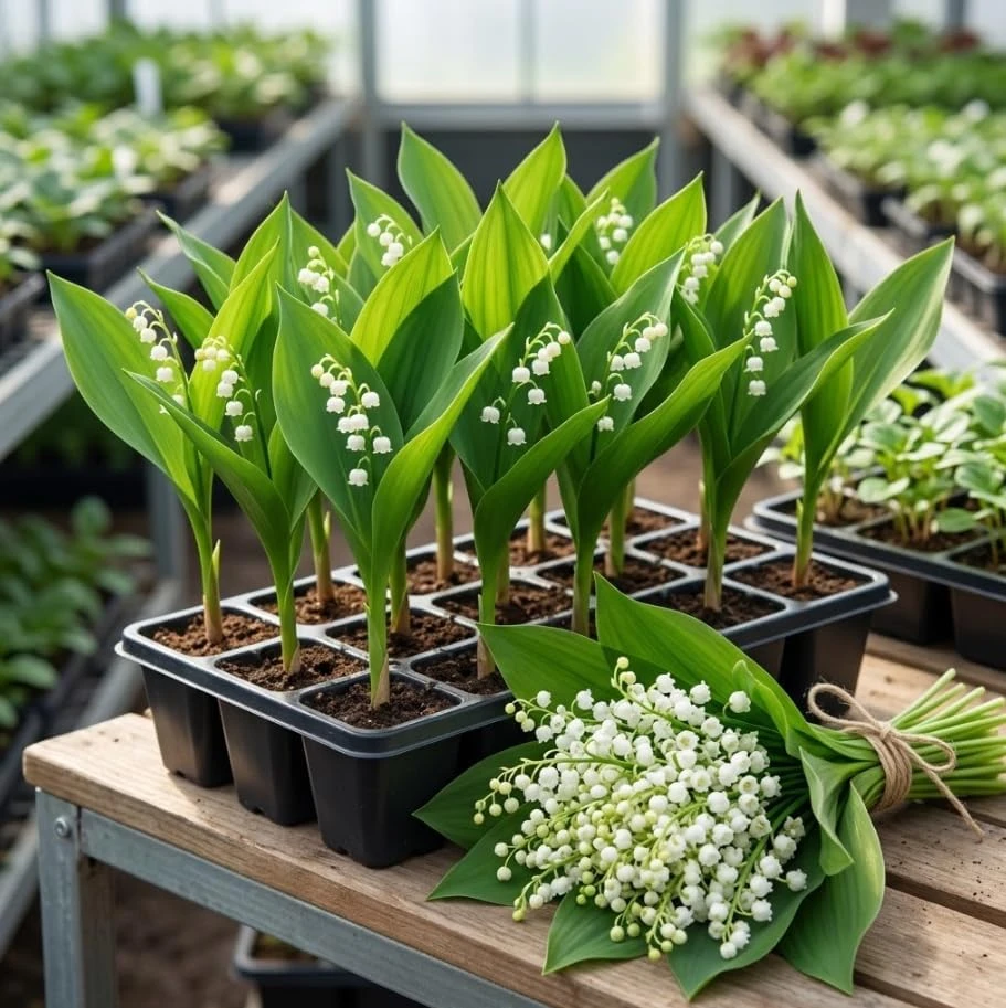 Lily of the Valley Bare Roots - Set of 10 Fragrant White Flowers, Hardy Perennial Ground Cover, Shade Garden Plants - Image 1