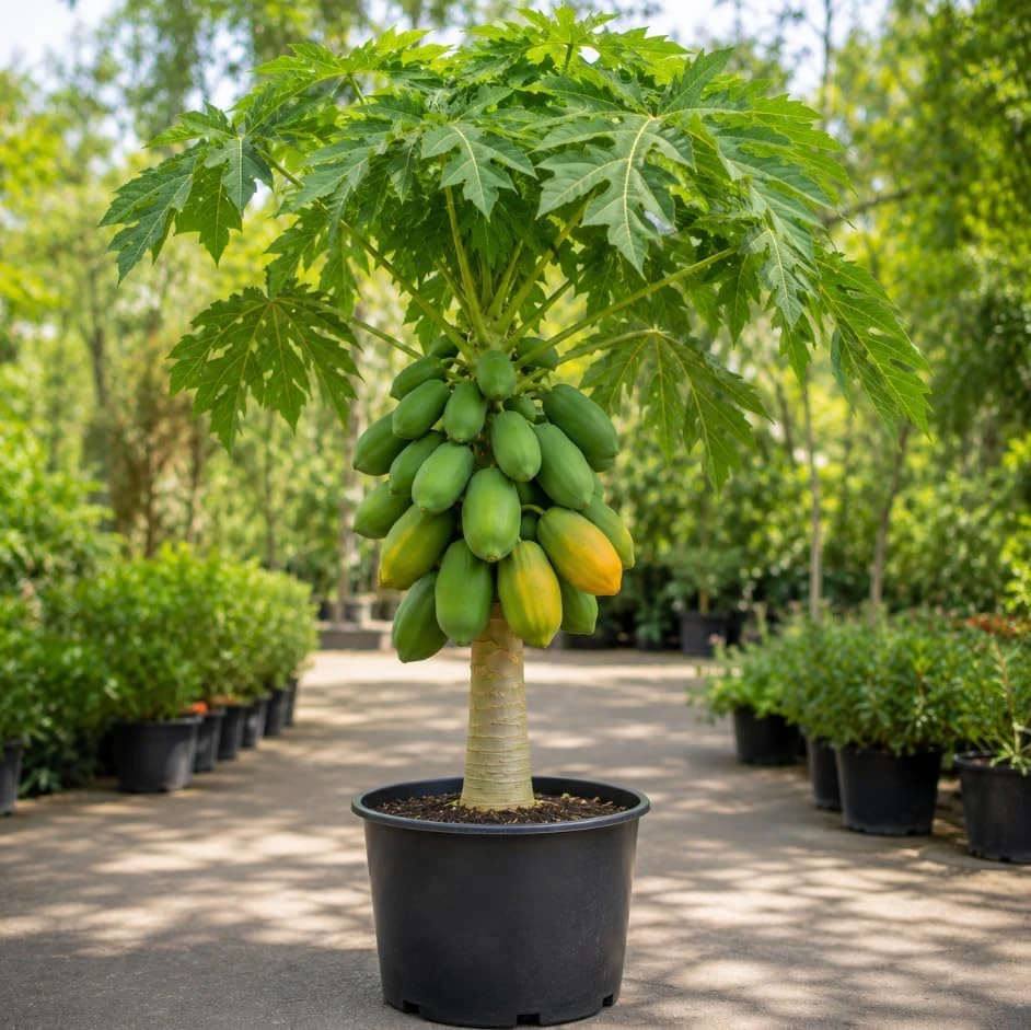 Live Papaya Tree Plant - Yellow Carica Papaya - 1-2 Ft Tall - Gallon Pot - Image 1