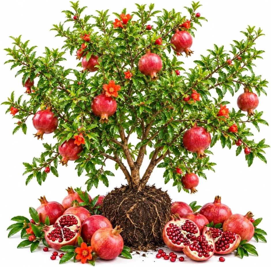 Live Pomegranate Tree - 6-10 Inches Tall - Red Pomegranates Starter Plant for Home Fruit Gardens - Image 1