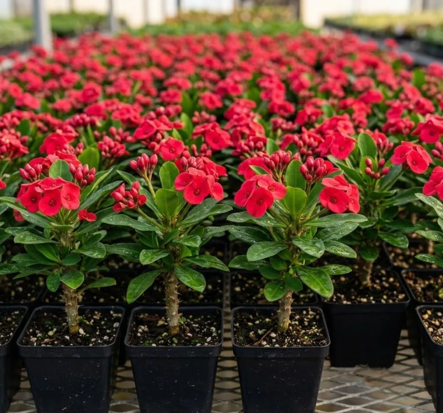 Live Red Pinkish Euphorbia Milii Crown of Thorns Plant – 2 Inch Pot – Flowering Succulent – Indoor/Outdoor - Image 1