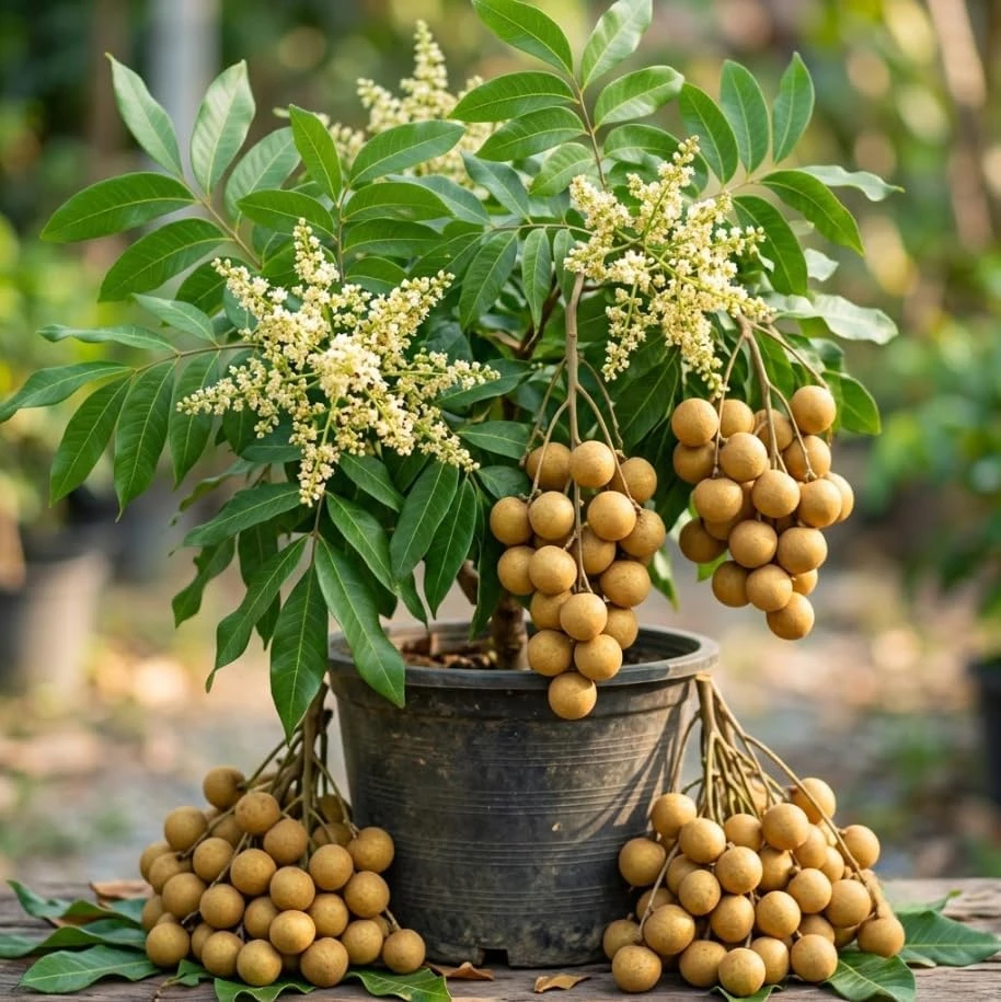 Longan Tree Live Plant – Sweet Fruit Tree, 4" Pot, 5-7" Tall – Indoor/Outdoor - Image 1