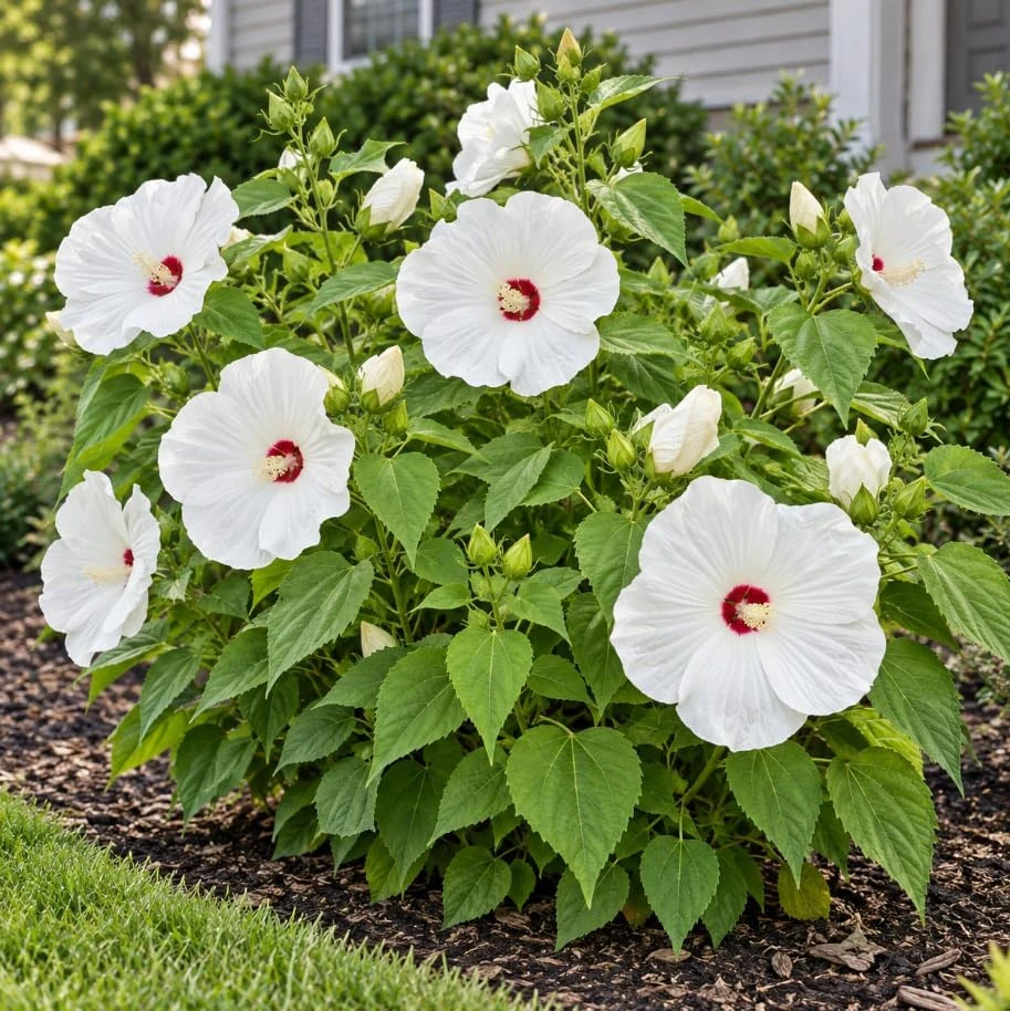 Luna White Hibiscus Live Plant - Dwarf Hardy, 5-7 Inches Tall, Large White Flowers for Outdoor Gardens & Containers - Image 6