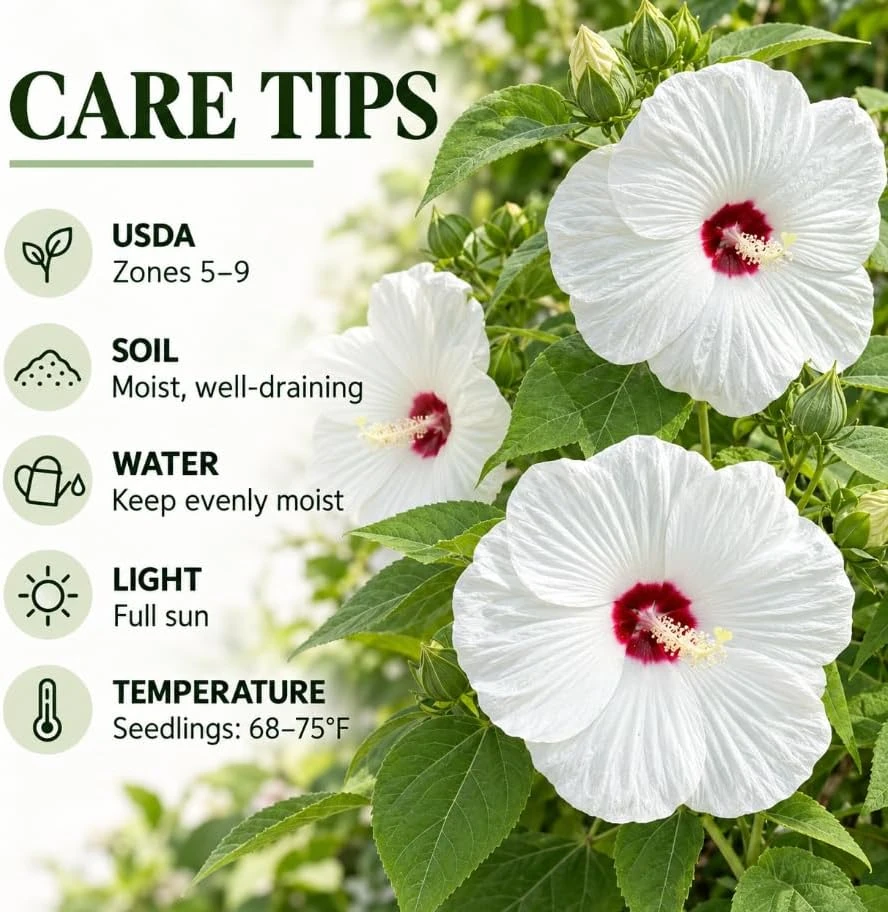 Luna White Hibiscus Live Plants - Set of 2, 5-7 inches tall, Dwarf Hardy, Outdoor - Image 5