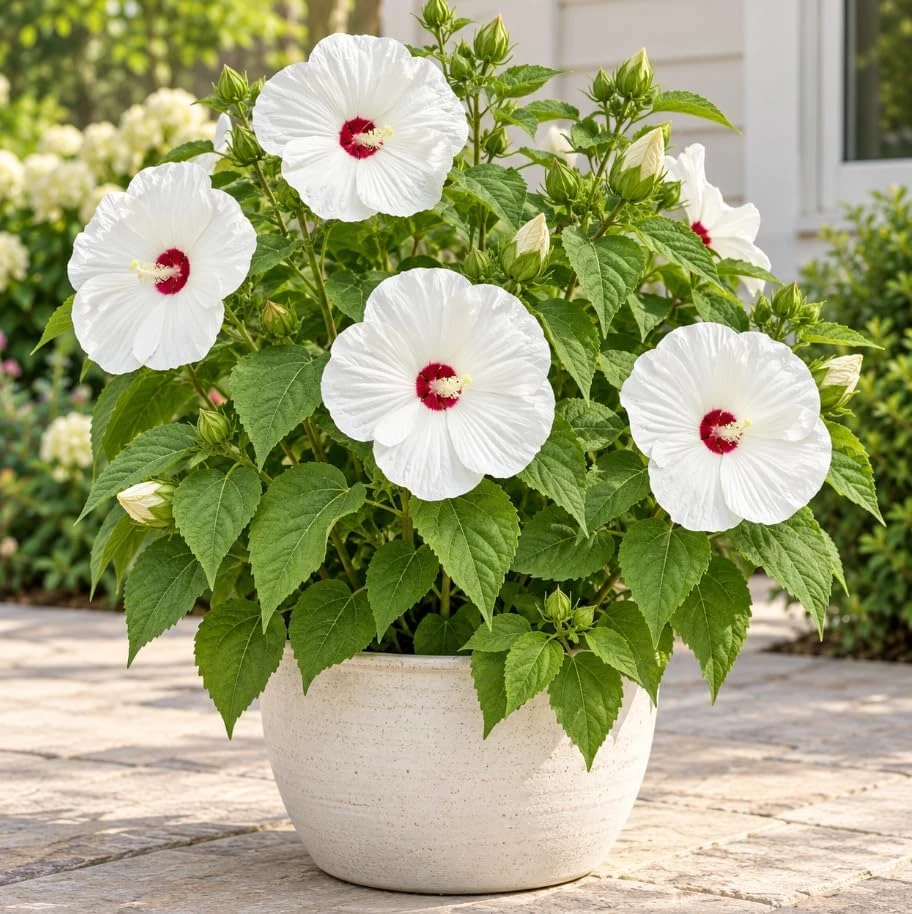 Luna White Hibiscus Live Plants - Set of 2, 5-7 inches tall, Dwarf Hardy, Outdoor - Image 6
