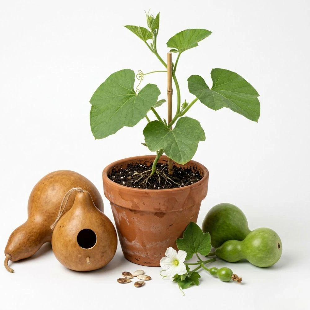 Martin Birdhouse Gourd Live Plant - 1 Plant in 4 Inch Pot, Starter Vine - Image 1