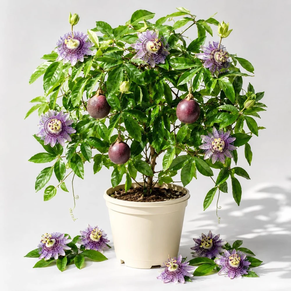 Maypop Passion Flower Vine Live Plant - Passiflora Incarnata, 4-6 Inch Tall Perennial - Image 1