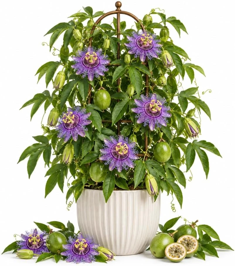 Maypop Passionflower Live Plant - Purple Vine, 4-6 Inches Tall, Outdoor - Image 1