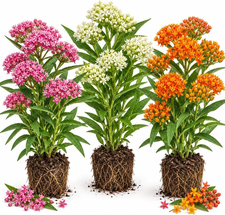 Mix Milkweed Live Starter Plant - Butterfly Perennial, 4-7 Inches Tall, Outdoor - Image 1