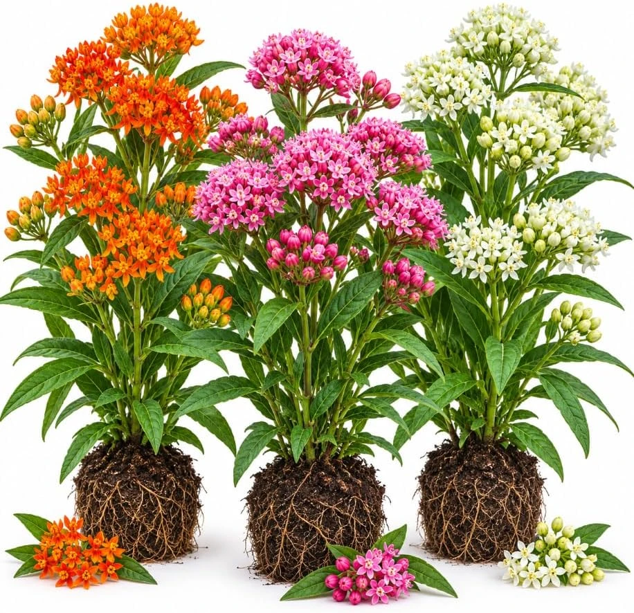Mixed Milkweed Live Plant - Random Variety, 4-7 Inches Tall, Hardy Perennial for Outdoor Gardens - Image 1