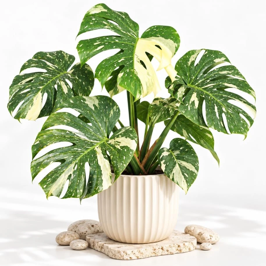 Monstera Thai Constellation Live Plant – Variegated Houseplant – 4-7 Inches Tall – Indoor Tropical - Image 1