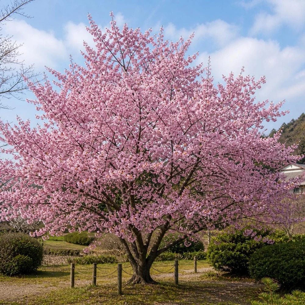 Okame Flowering Cherry Tree Live Plant – Carmine Pink Blossoms, 6-14" Tall, 2.5" Pot - Image 1