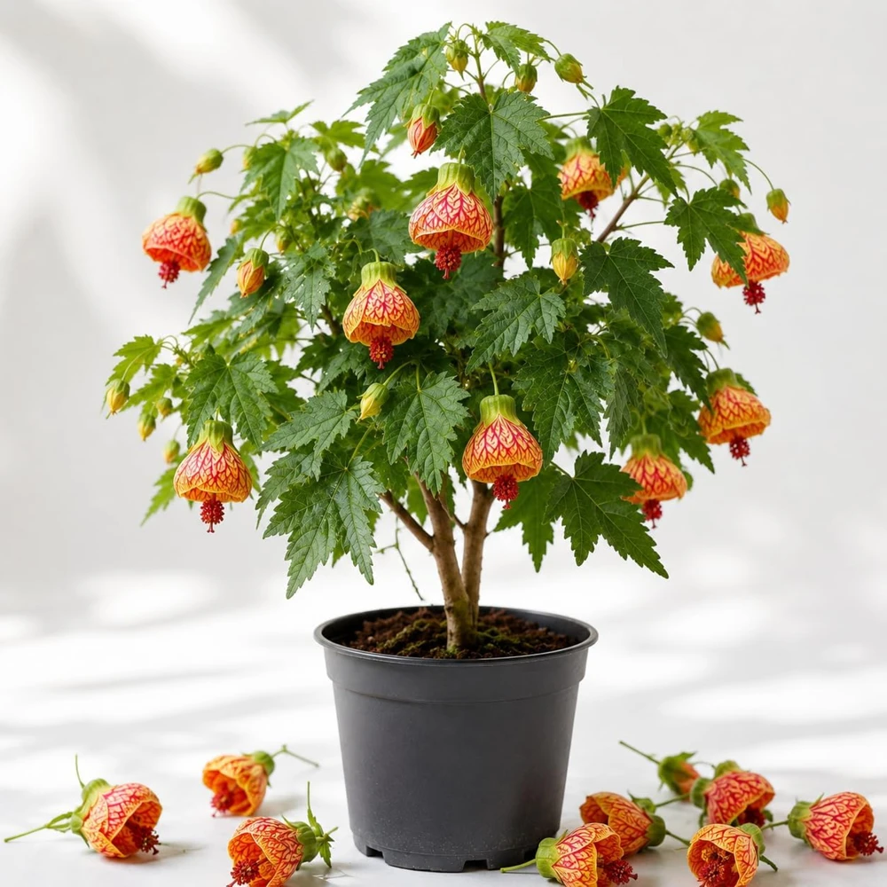 Orange Abutilon Live Plant – Trailing Lantern Flower Vine – 4-6 Inch Tall - Image 1