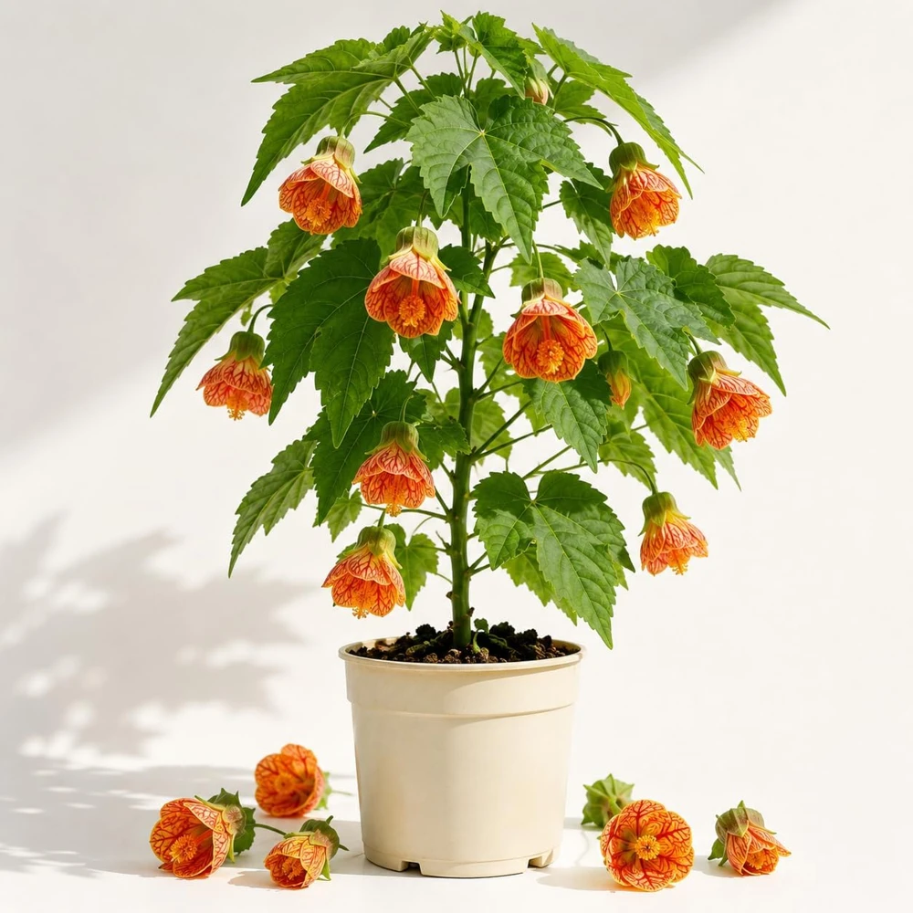 Orange Abutilon Live Plant – Trailing Lantern Flower Vine – 4-6 Inch Tall Starter Plant - Image 1