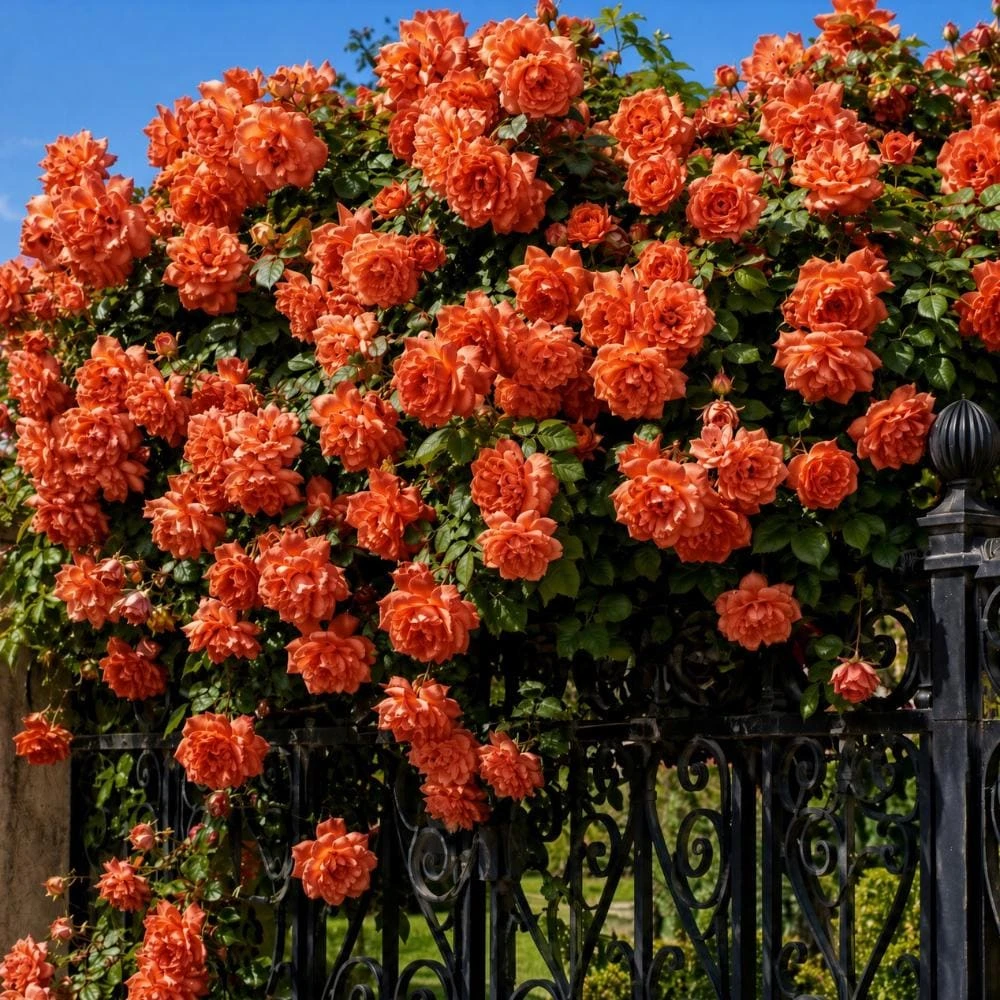 Orange Apricot Climbing Rose Live Plant, Fragrant Blooms, 5-7 Inches Tall - Image 1