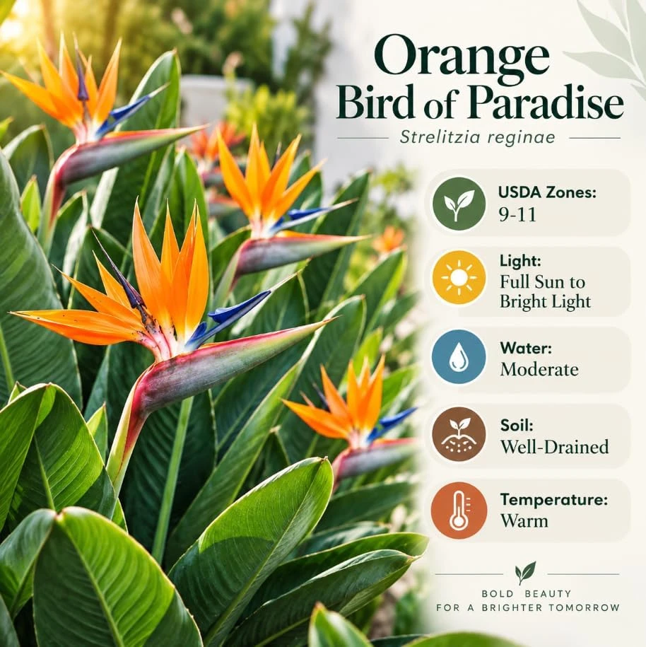 Orange Bird of Paradise Live Plant – Tropical Houseplant, 4-7 Inch Tall, Rooted, Indoor/Outdoor - Image 5